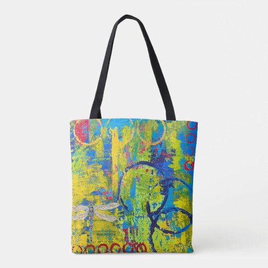 Abstracte Kleuren en Dragonfly Tote Bag (Achterkant)