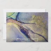 Abstracte kleuren en goudalcoholinkt Vloeibare kun Bedankkaart (Voorkant)