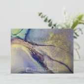 Abstracte kleuren en goudalcoholinkt Vloeibare kun Bedankkaart (Staand voorkant)