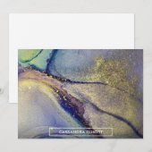 Abstracte kleuren en goudalcoholinkt Vloeibare kun Bedankkaart (Voorkant / Achterkant)