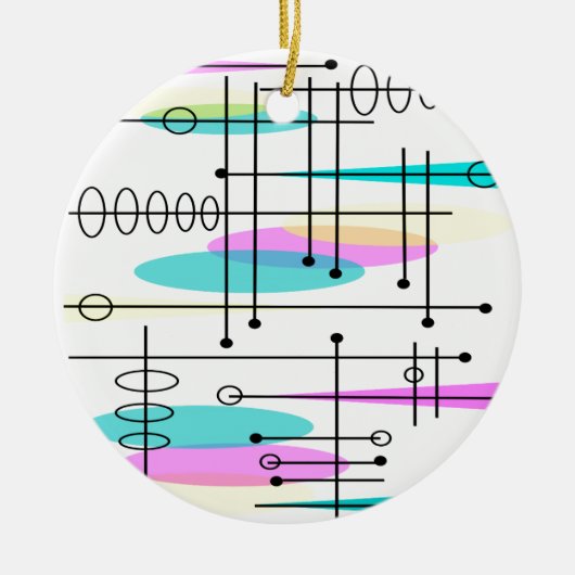 Abstracte kleuren en ontwerpen van atoomtijdperken keramisch ornament (Voorkant)