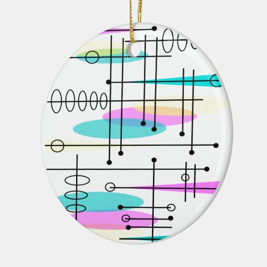 Abstracte kleuren en ontwerpen van atoomtijdperken keramisch ornament (Links)