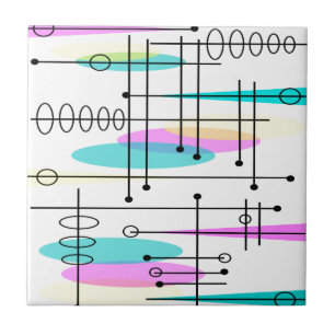 Abstracte kleuren en ontwerpen van atoomtijdperken tegeltje