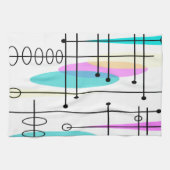 Abstracte kleuren en ontwerpen van atoomtijdperken theedoek (Horizontaal)