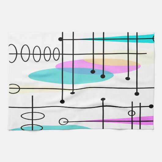 Abstracte kleuren en ontwerpen van atoomtijdperken theedoek (Horizontaal)