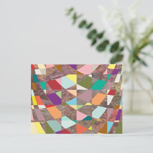 Abstracte kleuren Glitter Briefkaart (Staand voorkant)