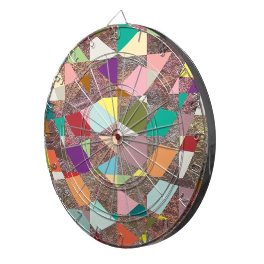 Abstracte kleuren Glitter Dartbord (Voorkant Rechts)