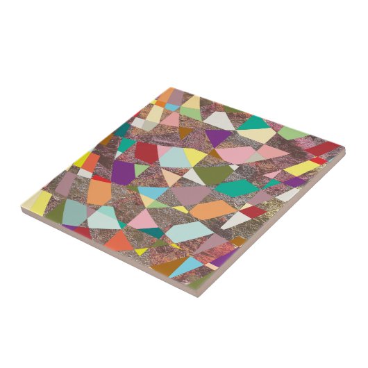 Abstracte kleuren Glitter Tegeltje (Zijkant)