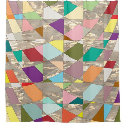 Abstracte kleuren Gold Douchegordijn (Voorkant)