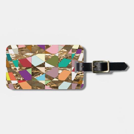Abstracte kleuren Gold Foil Bagagelabel (Voorkant horizontaal)