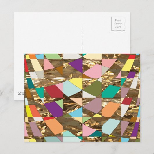 Abstracte kleuren Gold Foil Briefkaart (Voorkant / Achterkant)