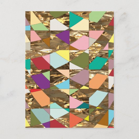 Abstracte kleuren Gold Foil Briefkaart (Voorkant)