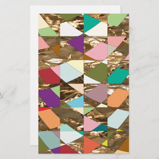 Abstracte kleuren Gold Foil Briefpapier (Voorkant / Achterkant)