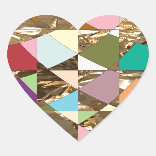 Abstracte kleuren Gold Foil Hart Sticker (Voorkant)