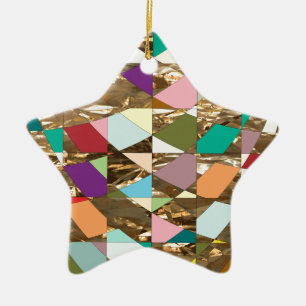 Abstracte kleuren Gold Foil Keramisch Ornament