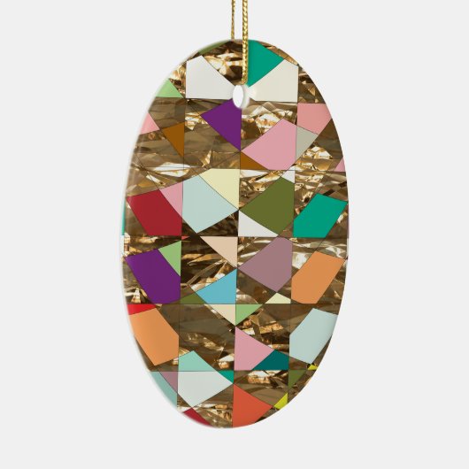 Abstracte kleuren Gold Foil Keramisch Ornament (Rechts)