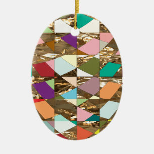 Abstracte kleuren Gold Foil Keramisch Ornament