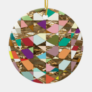 Abstracte kleuren Gold Foil Keramisch Ornament
