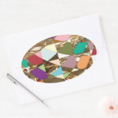 Abstracte kleuren Gold Foil Ovale Sticker (Envelop)