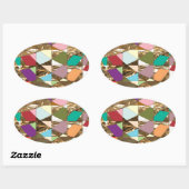 Abstracte kleuren Gold Foil Ovale Sticker (Vel)