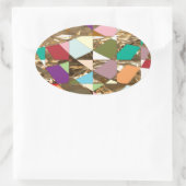 Abstracte kleuren Gold Foil Ovale Sticker (Tas)