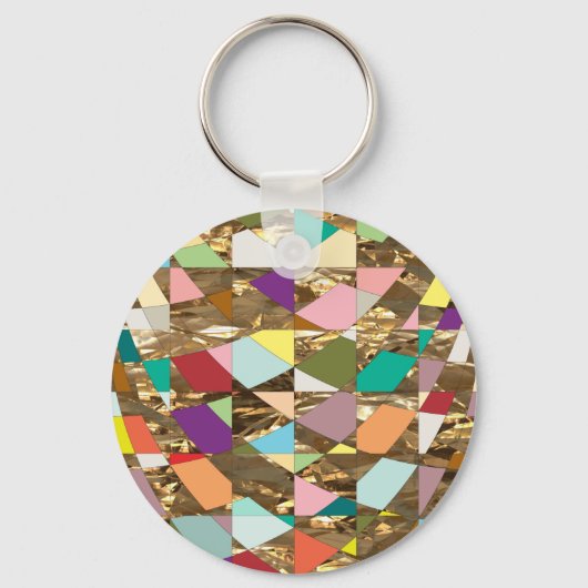 Abstracte kleuren Gold Foil Sleutelhanger (Voorkant)