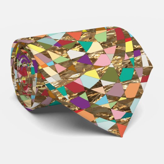 Abstracte kleuren Gold Foil Stropdas (Opgerold)
