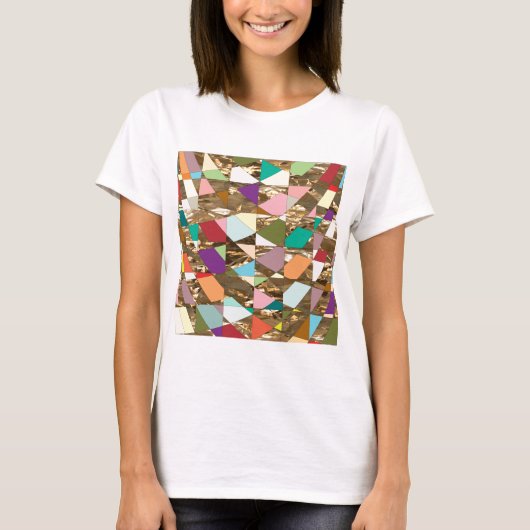 Abstracte kleuren Gold Foil T-shirt (Voorkant)