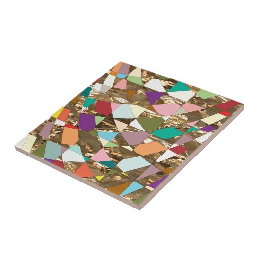 Abstracte kleuren Gold Foil Tegeltje (Zijkant)