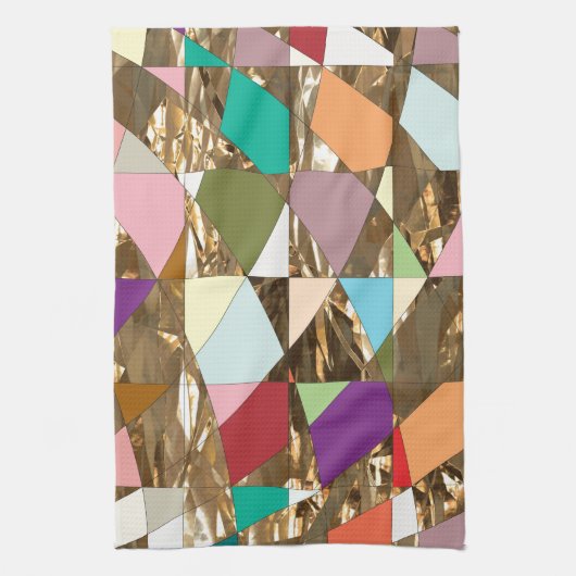 Abstracte kleuren Gold Foil Theedoek (Verticaal)