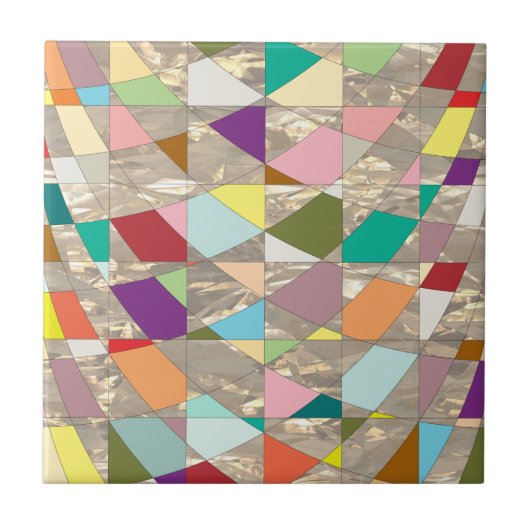 Abstracte kleuren Gold Tegeltje (Voorkant)