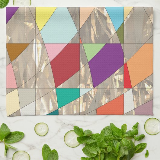 Abstracte kleuren Gold Theedoek (Gevouwen)