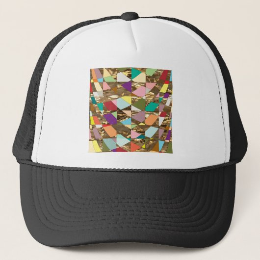 Abstracte kleuren goud folie trucker pet (Voorkant)
