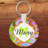 Abstracte kleuren monogram Sleutelhanger (Voorkant)