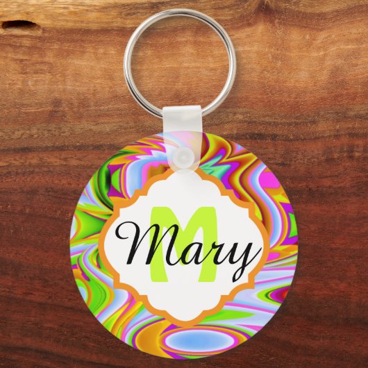 Abstracte kleuren monogram Sleutelhanger (Voorkant)