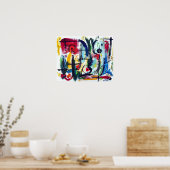 Abstracte kleuren poster (Keuken)