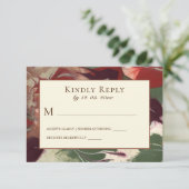 Abstracte kleuren Rode groene Paarse gouden bruilo RSVP Kaartje (Staand voorkant)