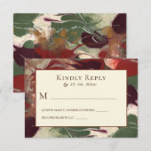 Abstracte kleuren Rode groene Paarse gouden bruilo RSVP Kaartje (Voorkant / Achterkant)