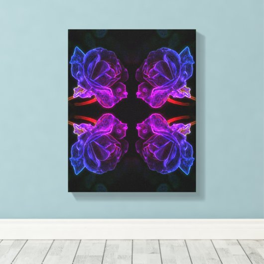 Abstracte Kleuren Roos Fantasy Flower Canvas Afdruk (Insitu (Houten vloer))