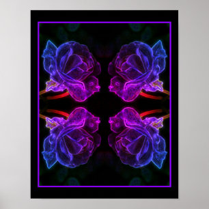 Abstracte Kleuren Roos Fantasy Flower Poster
