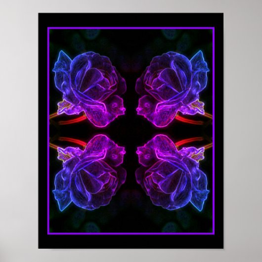 Abstracte Kleuren Roos Fantasy Flower Poster (Voorkant)