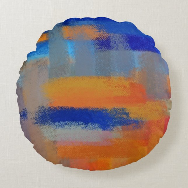 Abstracte Kleuren Schilderen #36 Rond Kussen (Voorkant)