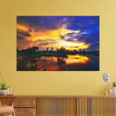 Abstracte kleuren schilderen | Saigon Sunset Canva Canvas Afdruk (Insitu (Woonkamer))