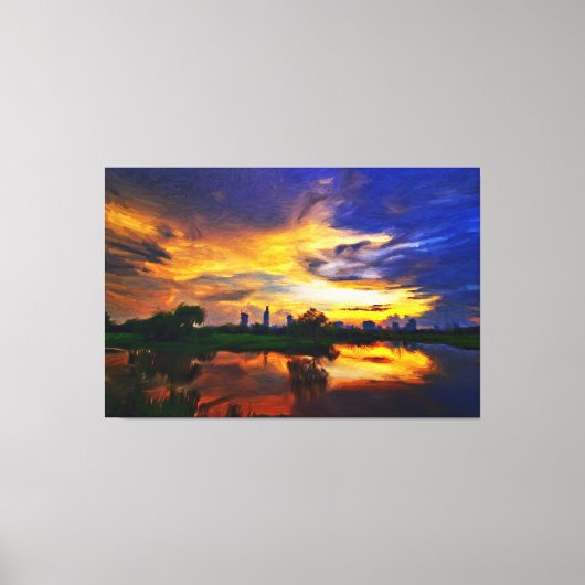 Abstracte kleuren schilderen | Saigon Sunset Canva Canvas Afdruk (Voorkant)