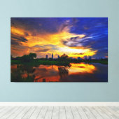 Abstracte kleuren schilderen | Saigon Sunset Canva Canvas Afdruk (Insitu (Houten vloer))