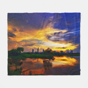 Abstracte kleuren schilderen   Saigon Sunset Fleece Deken