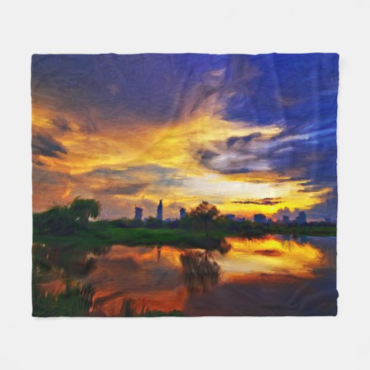Abstracte kleuren schilderen | Saigon Sunset Fleece Deken (Voorkant (Horizontaal))