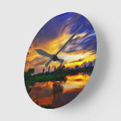 Abstracte kleuren schilderen | Saigon Sunset Ronde Klok (Hoek)