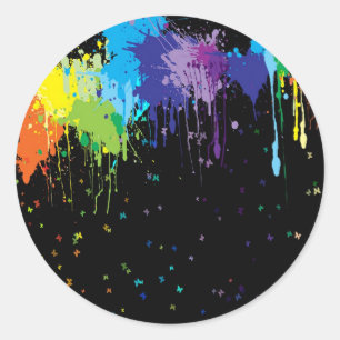 Abstracte kleuren spatverven ronde sticker
