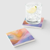 Abstracte kleuren stenen onderzetter (Zijkant)